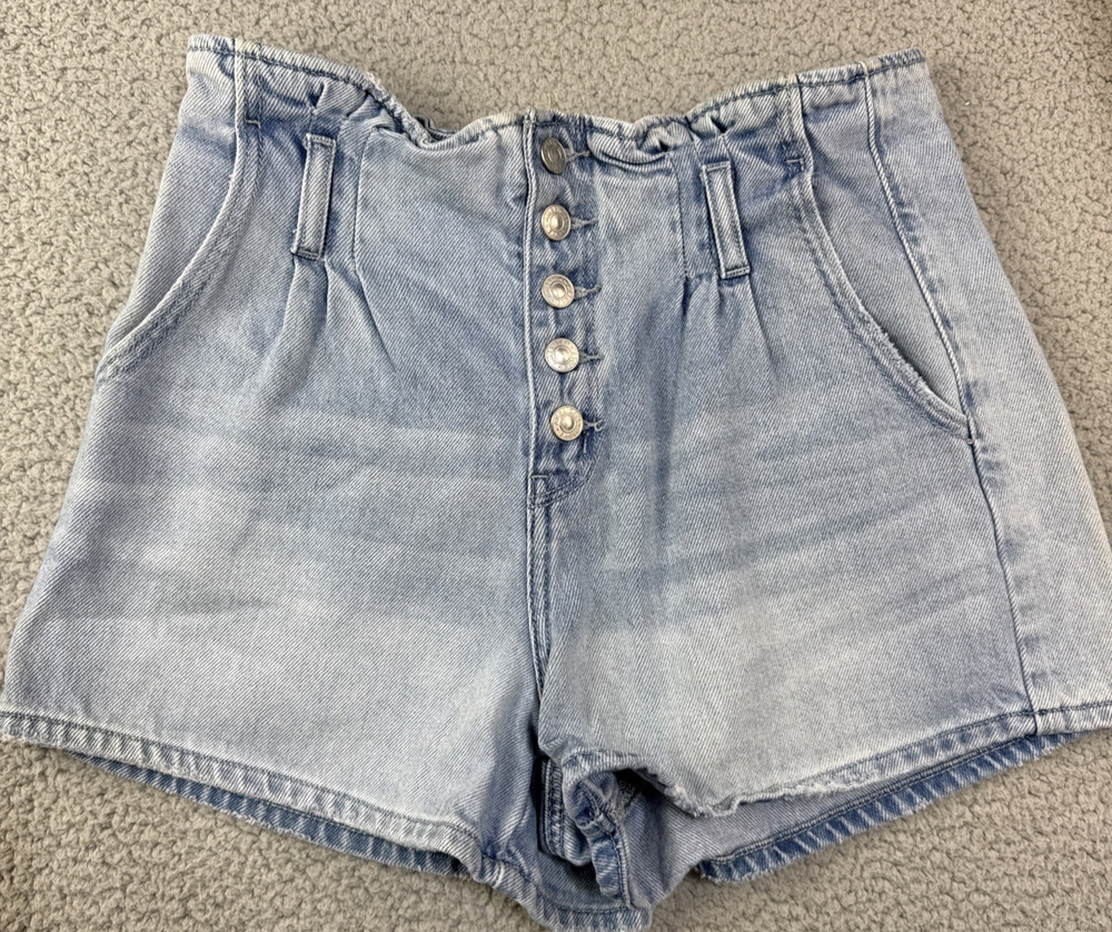 American Eagle Mom Shorts Womens Size 8 Blue Denim Casual Button-up High Rise